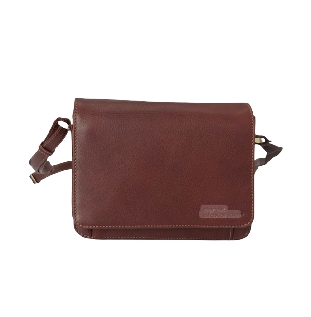 Derek Alexander brown Leather cross body bag with Textured Finish